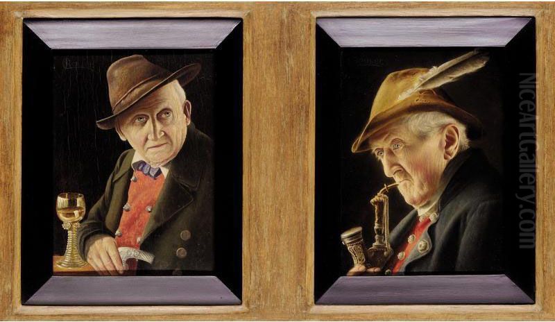 Sip Of Wine (#) Good Smoke Oil Painting by Carl Heuser