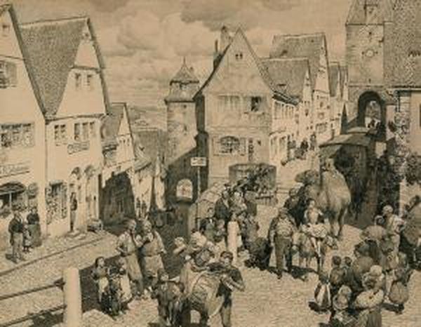 Circus Im Stadtchen Oil Painting by Paul Hey