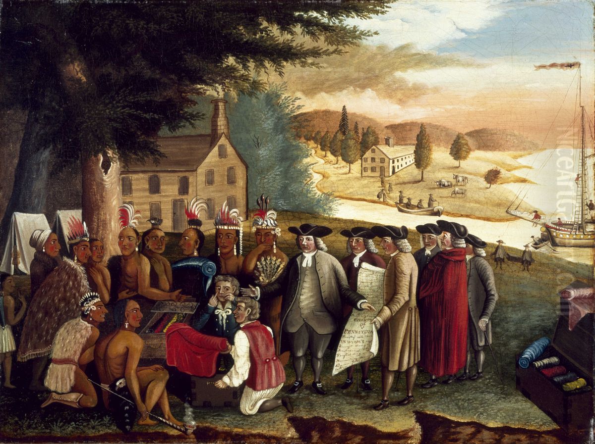 Penn's Treaty With The Indians Oil Painting by Edward Hicks