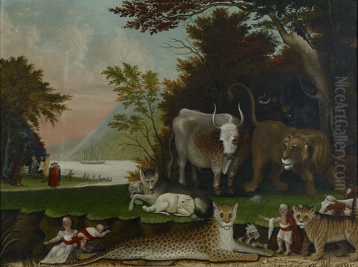 Peaceable Kingdom Oil Painting by Edward Hicks
