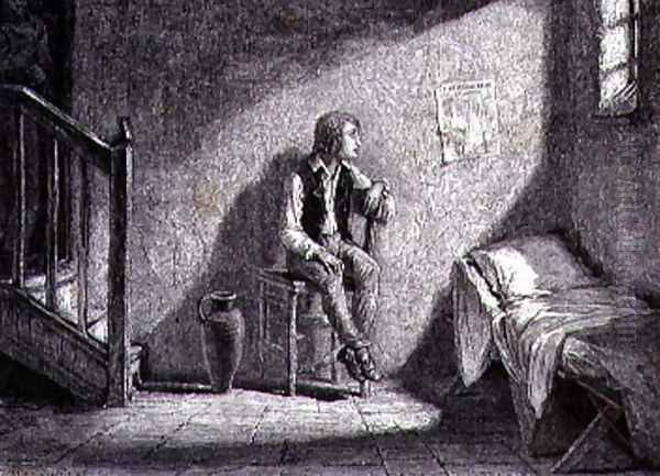 The Dauphin in Captivity in 1792 Oil Painting by H. de la Charlerie