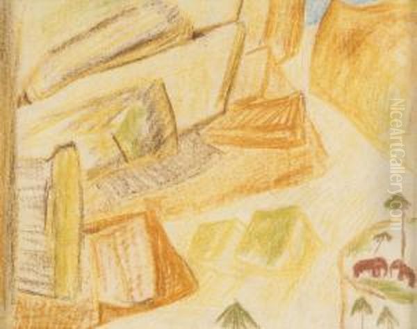 Exotiskt Landskap Med Elefanter Oil Painting by Carl Fredrik Hill