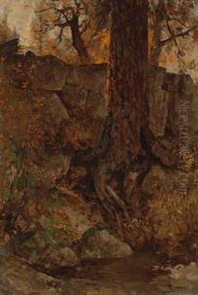 Old Tree Near A Pool Oil Painting by Thomas Hill