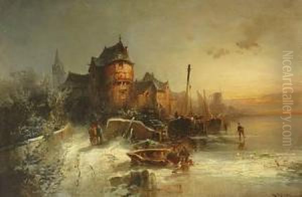 Winter In Der Normandie Oil Painting by Heinrich (Heinz) Hiller