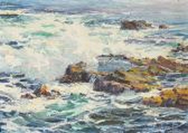 The Surging Sea - Laguna Beach At Coward's Cove Oil Painting by Anna Althea Hills