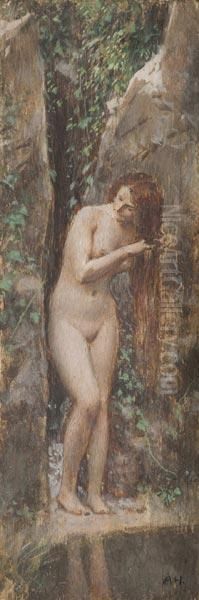 Alla Fonte Oil Painting by Adolf Hiremy-Hirschl