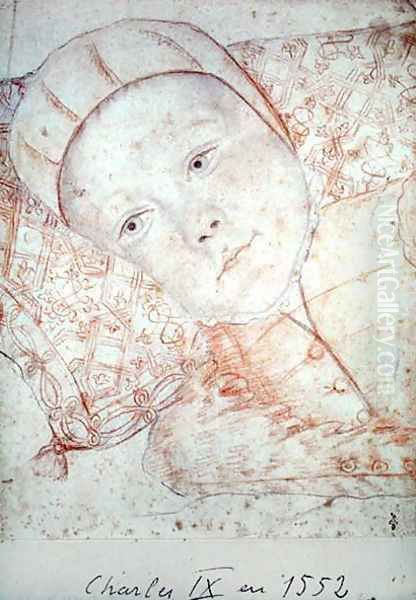 Child of Henri II (1519-59) and Catherine de Medici (1519-89) possibly Charles Maximilien (1550-74) Duke of Orleans, c.1550 Oil Painting by (studio of) Clouet