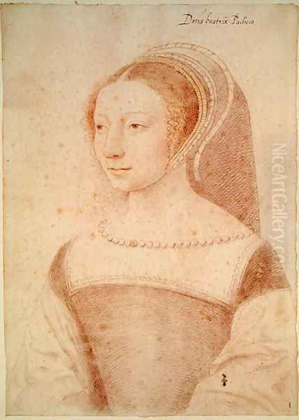 Dona Beatrix Pacheco d'Ascalana (c.1510-c.55) Comtesse d'Entremont, 1531 (3) Oil Painting by (studio of) Clouet