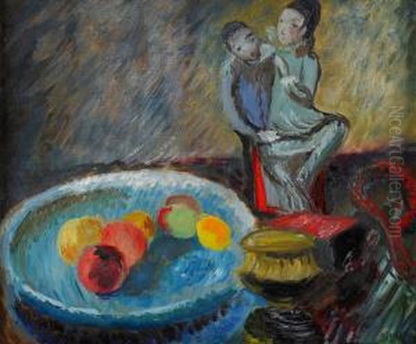 Nature Morte Med Karleksgrupp Oil Painting by Sigrid Hjerten