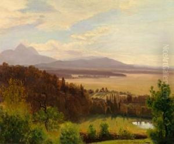 Blick Vom Monchsberg Gegen Denhohen Stauffen Oil Painting by Anton Hlavacek