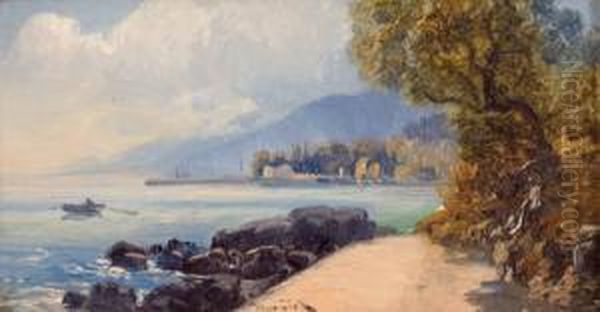 Mediterrane Kustenlandschaft Oil Painting by Anton Hlavacek