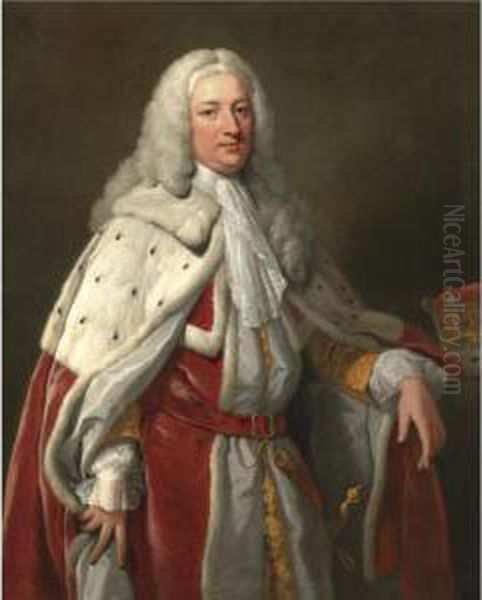 Portrait Of Francis Greville, 1st Earl Of Warwick (1719-1773) Oil Painting by William Hoare Of Bath