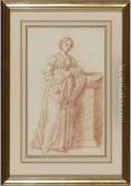 Study Of A Woman By A Plinth Oil Painting by William Hoare Of Bath