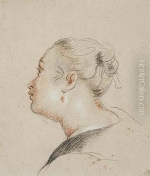 Portrait Of A Woman In Profile To The Left Oil Painting by William Hoare Of Bath