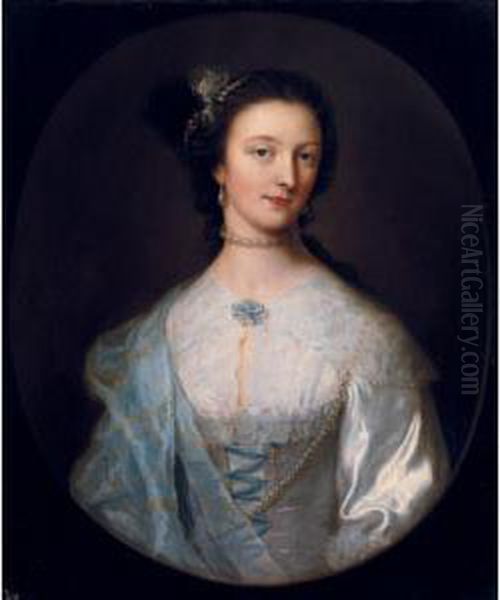 Portrait Of Judith Long, Mrs Knatchbull (died 1772) Oil Painting by William Hoare Of Bath