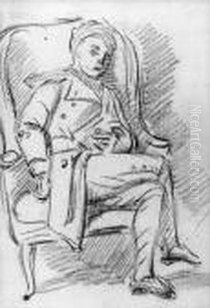 Study Of A Man Asleep In An Armchair, Possibly The Artist'sbrother, Prince Oil Painting by William Hoare Of Bath