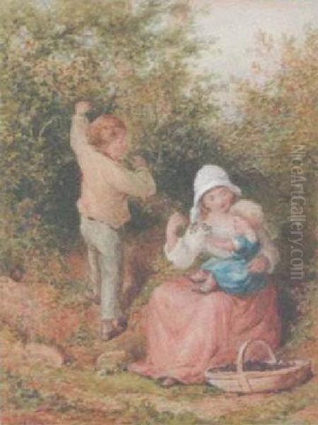 Blackberry Picking Oil Painting by Henry E. Hobson