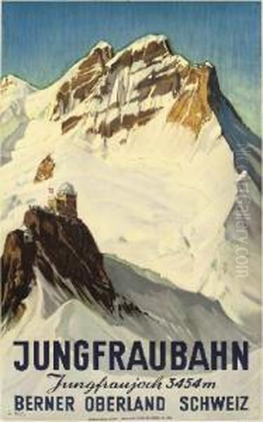 Jungfraubahn Oil Painting by Ernst I Hodel