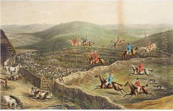 Hare Hunting, So-ho; Ware Turnips Oil Painting by Walter Parry Hodges