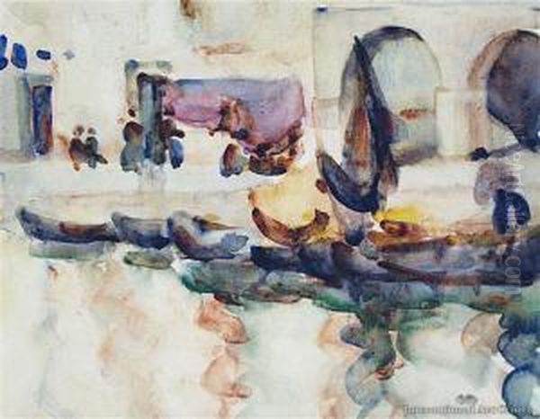Quayside, Concarneau Oil Painting by Frances Mary Hodgkins
