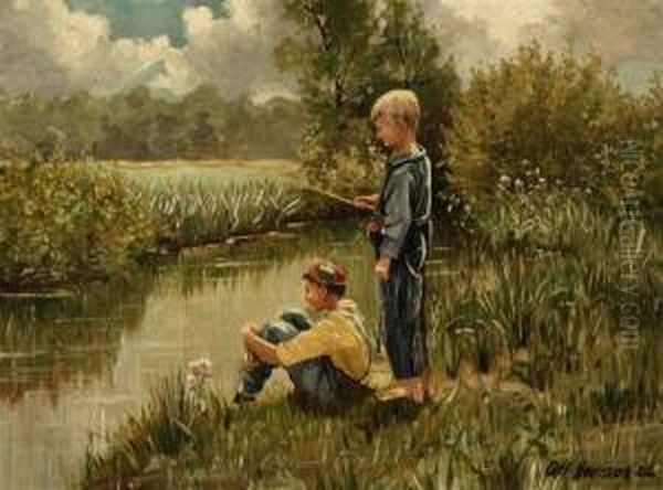 Little Fishermen Oil Painting by Carl Hoerman