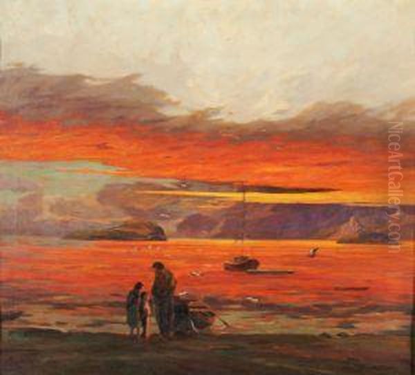 Sunset On The Gulf Of California Oil Painting by Carl Hoerman