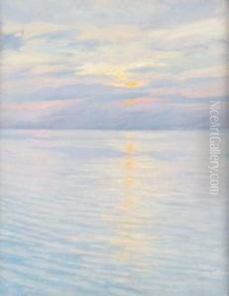 Lake Michigan Sunset Oil Painting by Carl Hoerman