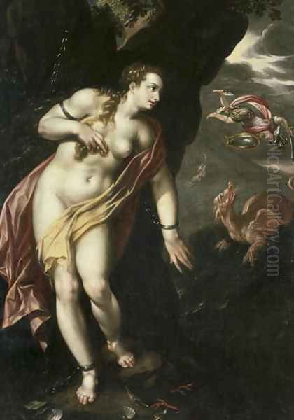 Perseus and Andromeda, c.1600 Oil Painting by Hendrick De Clerck
