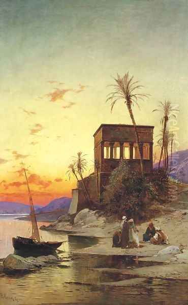 The Kiosk of Trajan, Philae on the Nile 2 Oil Painting by Hermann David Solomon Corrodi