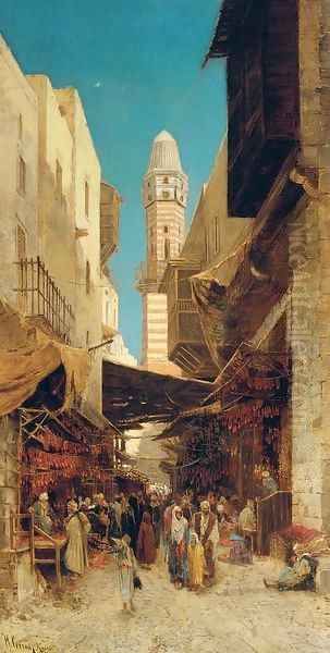 A market in Cairo Oil Painting by Hermann David Solomon Corrodi