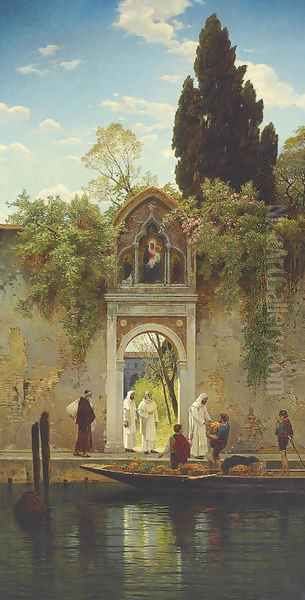 L'Arrivo del fruitivendolo in convento à Venezia Oil Painting by Hermann David Solomon Corrodi