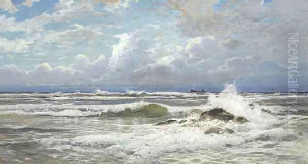Stormy Seas Oil Painting by Hermann David Solomon Corrodi