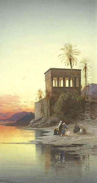 The Kiosk of Trajan, Philae on the Nile Oil Painting by Hermann David Solomon Corrodi
