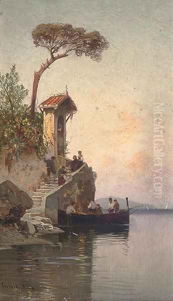 A fisherman's vigil Oil Painting by Hermann David Solomon Corrodi