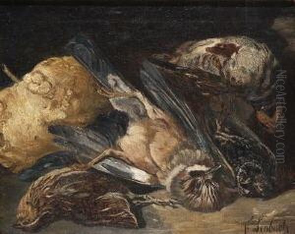 Stillleben Mit Toten Vogeln Und
 Kurbis. Oil Painting by Johann Baptist Hofner