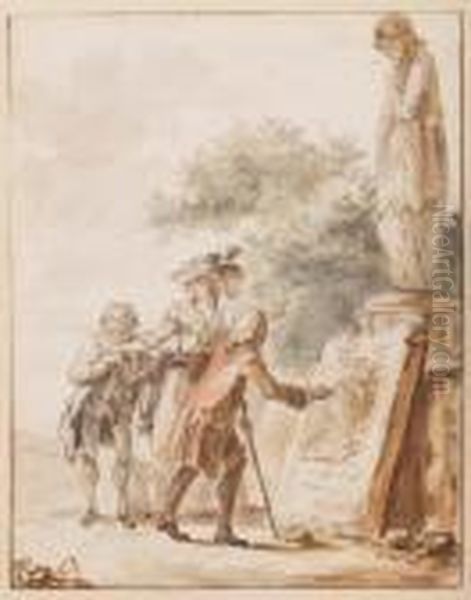 L'empressement Du Jeune Archeologue Oil Painting by Claude Jean Baptiste Hoin