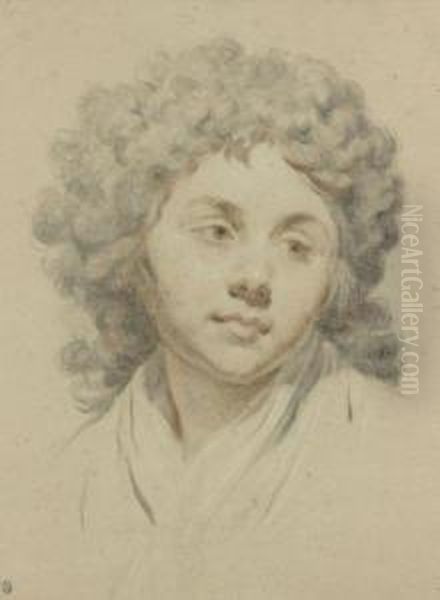 Tete De Jeune Femme Oil Painting by Claude Jean Baptiste Hoin