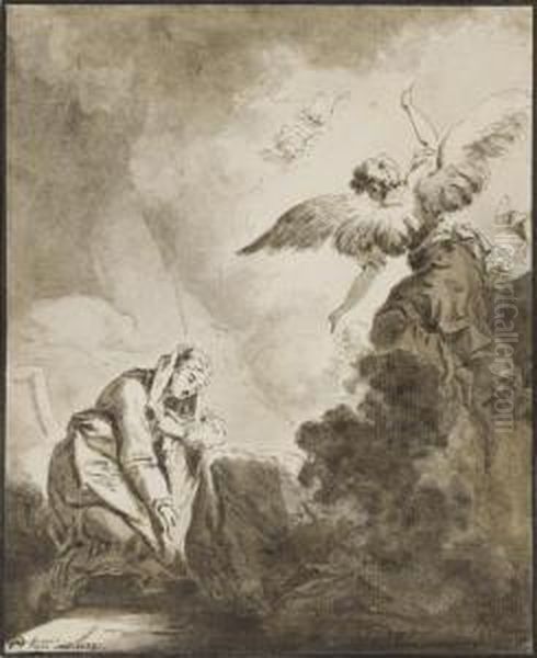 L'annonciation Oil Painting by Claude Jean Baptiste Hoin