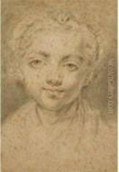 Portrait D'une Petite Fille. Oil Painting by Claude Jean Baptiste Hoin