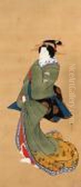Beauty
Signed Teisai, Sealed Hokuba Ga In Oil Painting by Teisai Hokuba