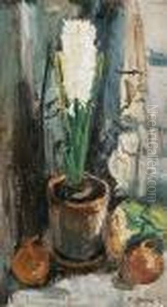 Zatisi S Hyacintem Oil Painting by Karel Holan