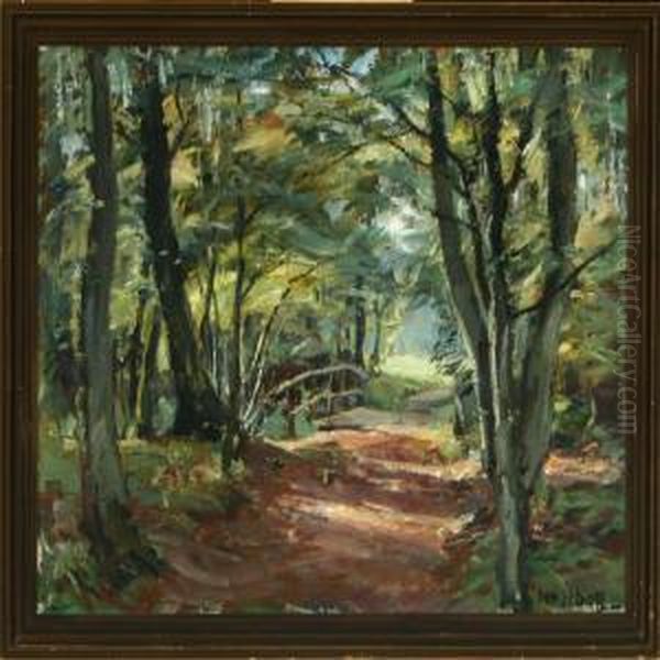 Forrest With Smallbridge Oil Painting by Niels Holbak