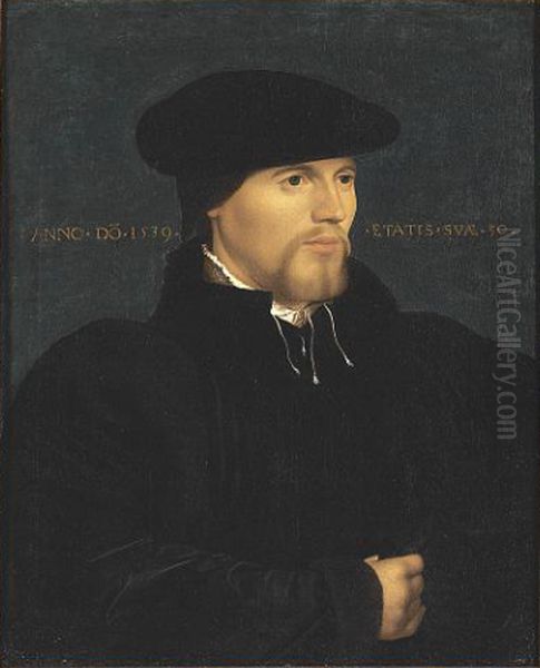 Portrait Of A Man In Black Oil Painting by Hans Holbein the Younger