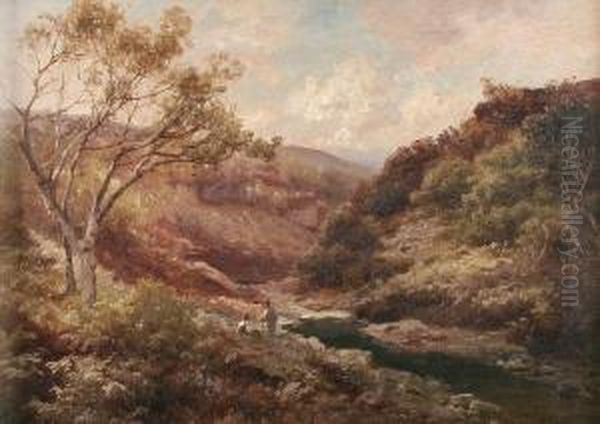 Edward Henry Holder (19th/20th Century)
Two Figures At Rest Beside An Upland River. Oil Painting by Edward Henry Holder