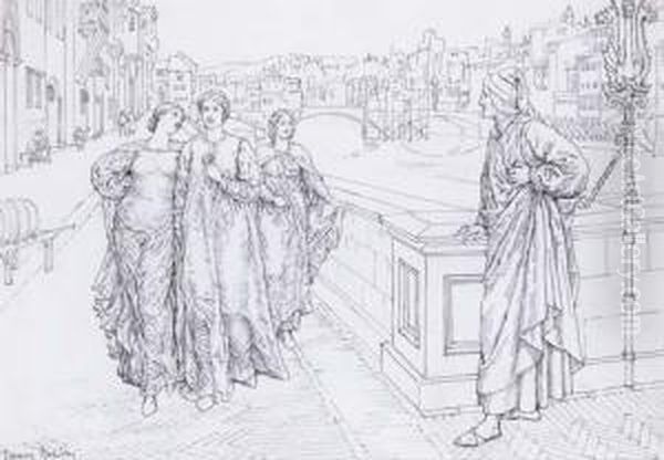 Dante And Beatrice Oil Painting by Henry Holiday