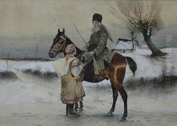 Wedrowna Sprzedawczyni, Wieden Oil Painting by Juliusz Holzmutller