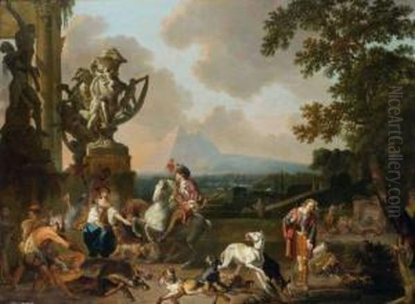 Un Retour De Chasse Oil Painting by Abraham Danielsz. Hondius