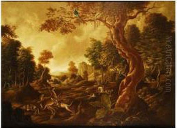 Paisaje Con Escena De Caza Oil Painting by Abraham Danielsz. Hondius