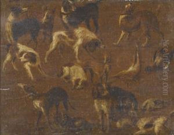 Hundemeute Mit Fasan Und Ente Oil Painting by Abraham Danielsz. Hondius