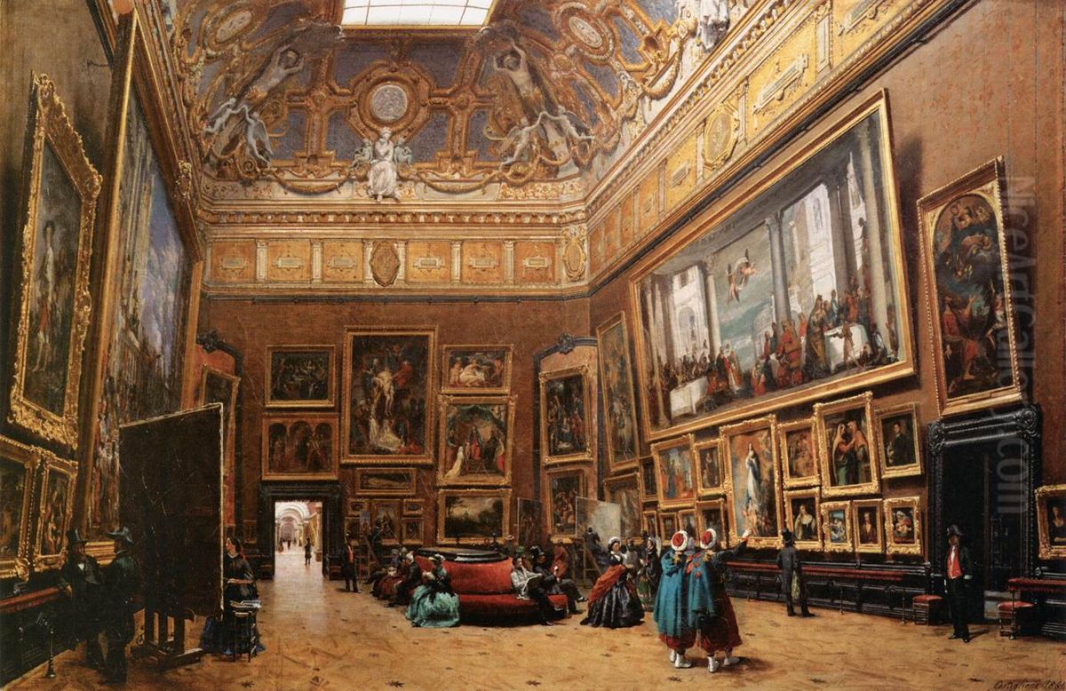 View of the Grand Salon Carre in the Louvre Oil Painting by Giuseppe Castiglione